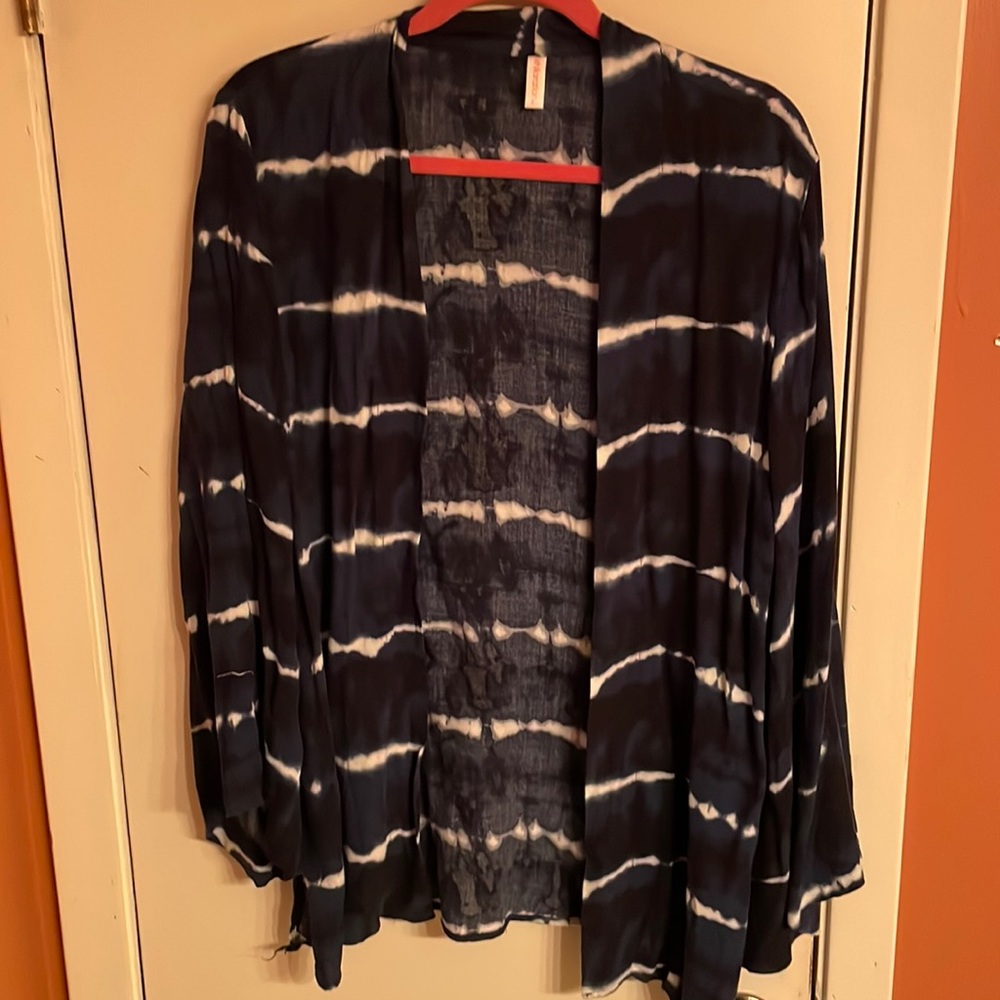 Tie dye open front kimono, sz L